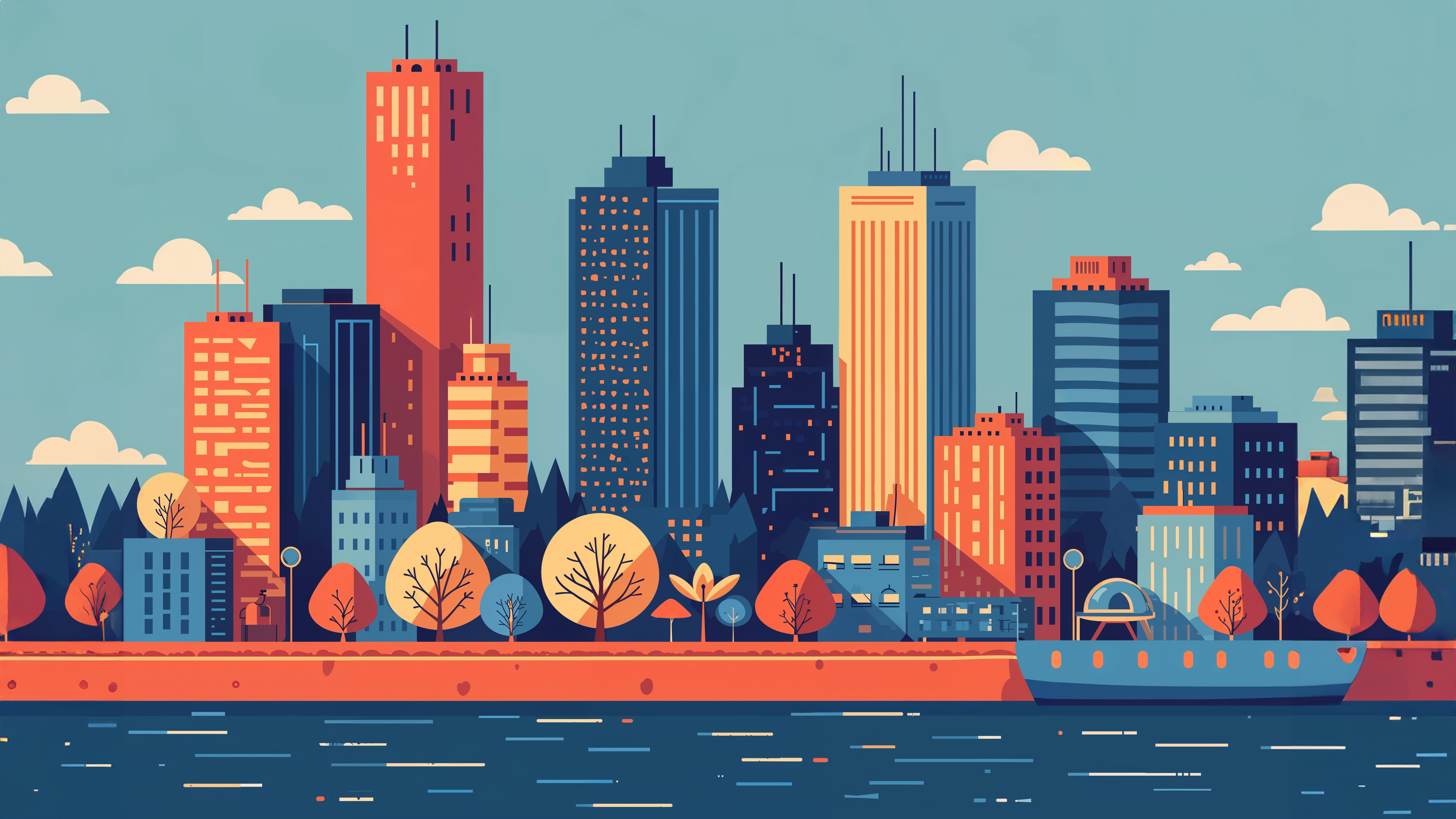 Beautiful buildings with trees